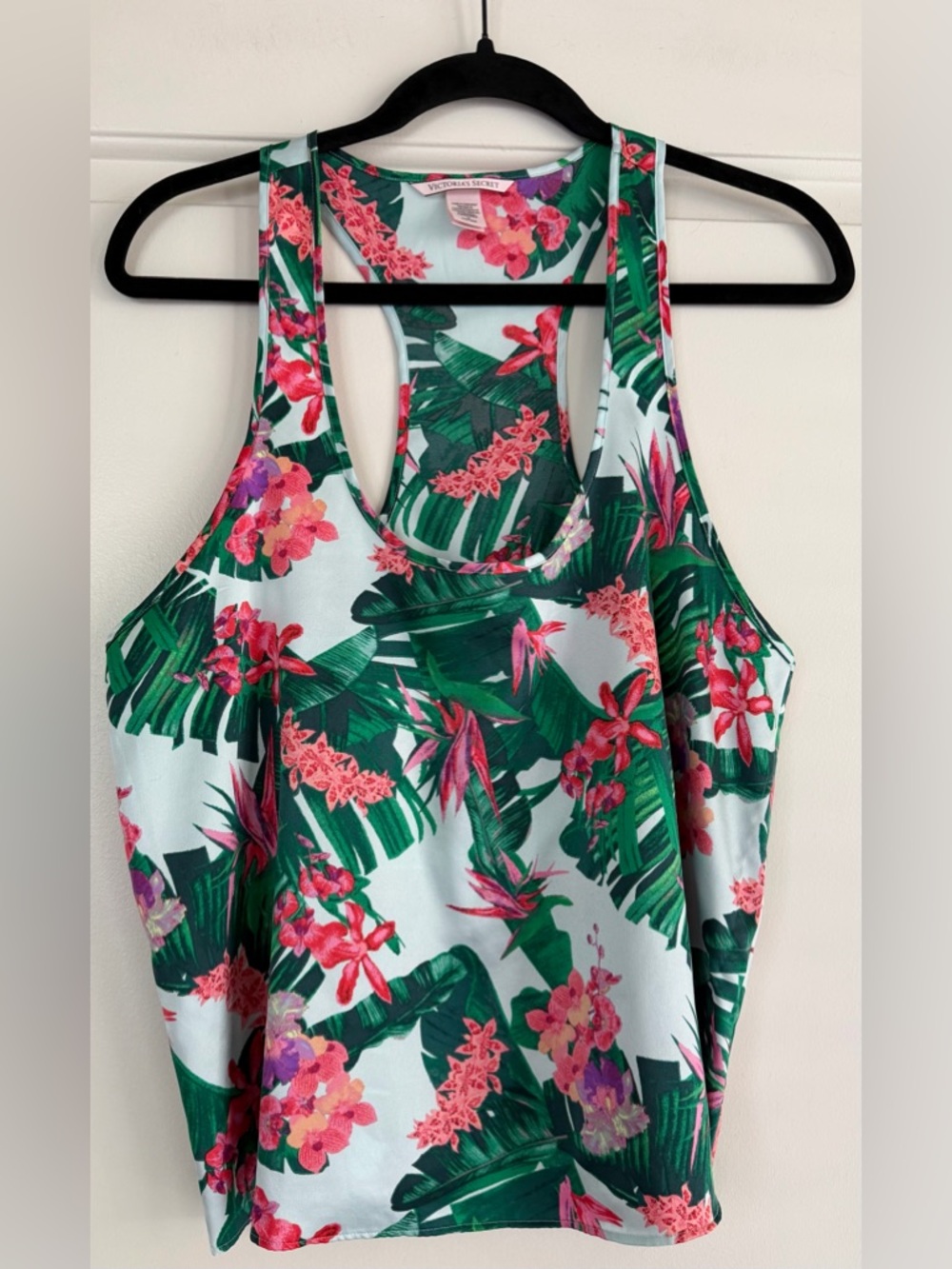 Victoria's Secret Green Tropical Floral Racerback Pajama Tank